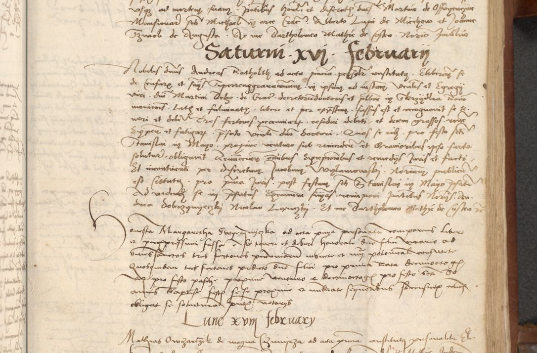 Zdjęcie nr 171 dla obiektu archiwalnego: [Acta] obligationum coram reverendo patre domino Thoma Rosnowsky canonico et offi[ciali C]racoviensi generali [a]d annum Domini 1514, [ind]itione secunda, pontificatus sanctissimi in Christo patris domini nostro domini Leonis divina providencia pape decimi moderni. Anno sue sanctitatis aduc ad 19 Marcii [...] primo secundis fatibus et felici sidere suum per manu Bronislaidis telluris Ursonici recipiunt et dii faveant ceptis