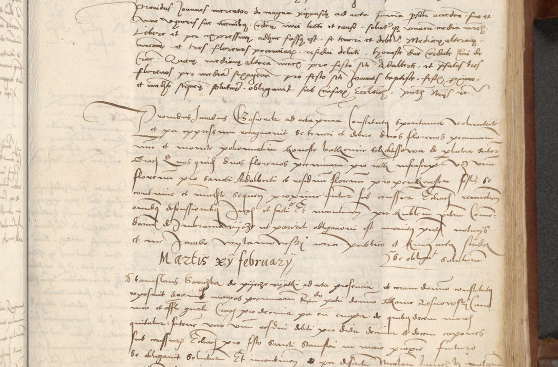 Zdjęcie nr 169 dla obiektu archiwalnego: [Acta] obligationum coram reverendo patre domino Thoma Rosnowsky canonico et offi[ciali C]racoviensi generali [a]d annum Domini 1514, [ind]itione secunda, pontificatus sanctissimi in Christo patris domini nostro domini Leonis divina providencia pape decimi moderni. Anno sue sanctitatis aduc ad 19 Marcii [...] primo secundis fatibus et felici sidere suum per manu Bronislaidis telluris Ursonici recipiunt et dii faveant ceptis