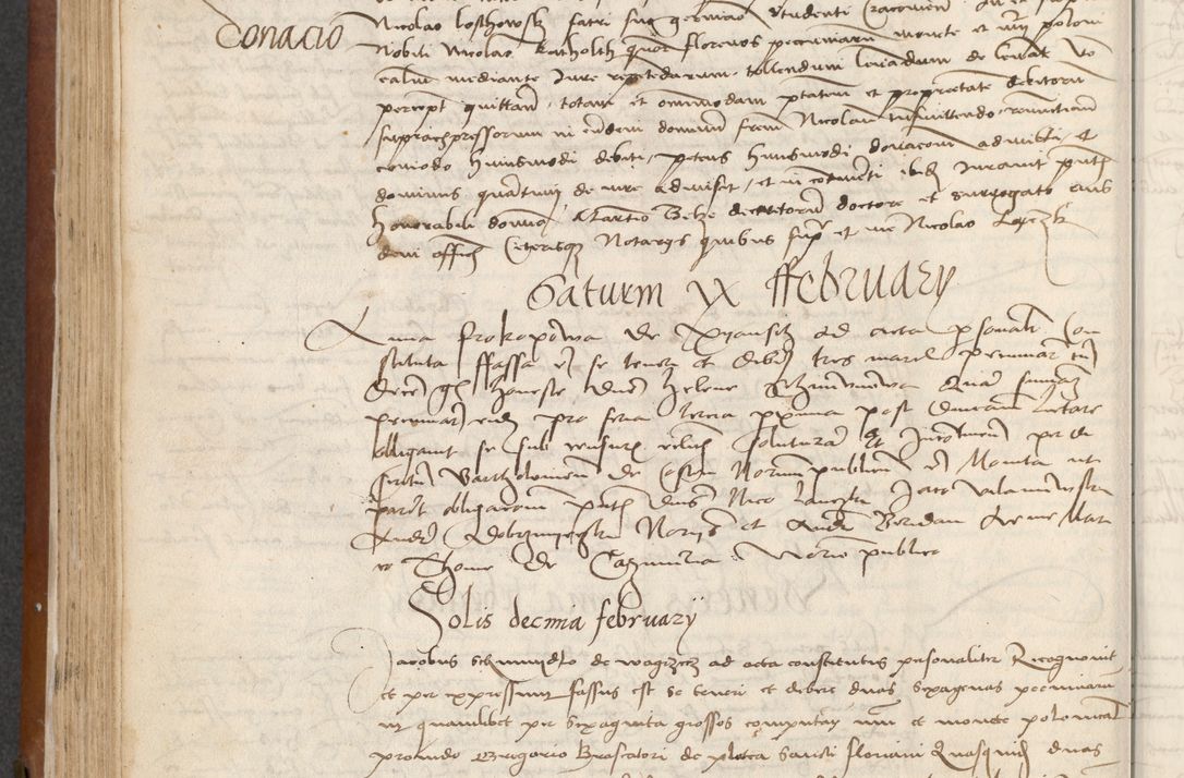 Zdjęcie nr 168 dla obiektu archiwalnego: [Acta] obligationum coram reverendo patre domino Thoma Rosnowsky canonico et offi[ciali C]racoviensi generali [a]d annum Domini 1514, [ind]itione secunda, pontificatus sanctissimi in Christo patris domini nostro domini Leonis divina providencia pape decimi moderni. Anno sue sanctitatis aduc ad 19 Marcii [...] primo secundis fatibus et felici sidere suum per manu Bronislaidis telluris Ursonici recipiunt et dii faveant ceptis