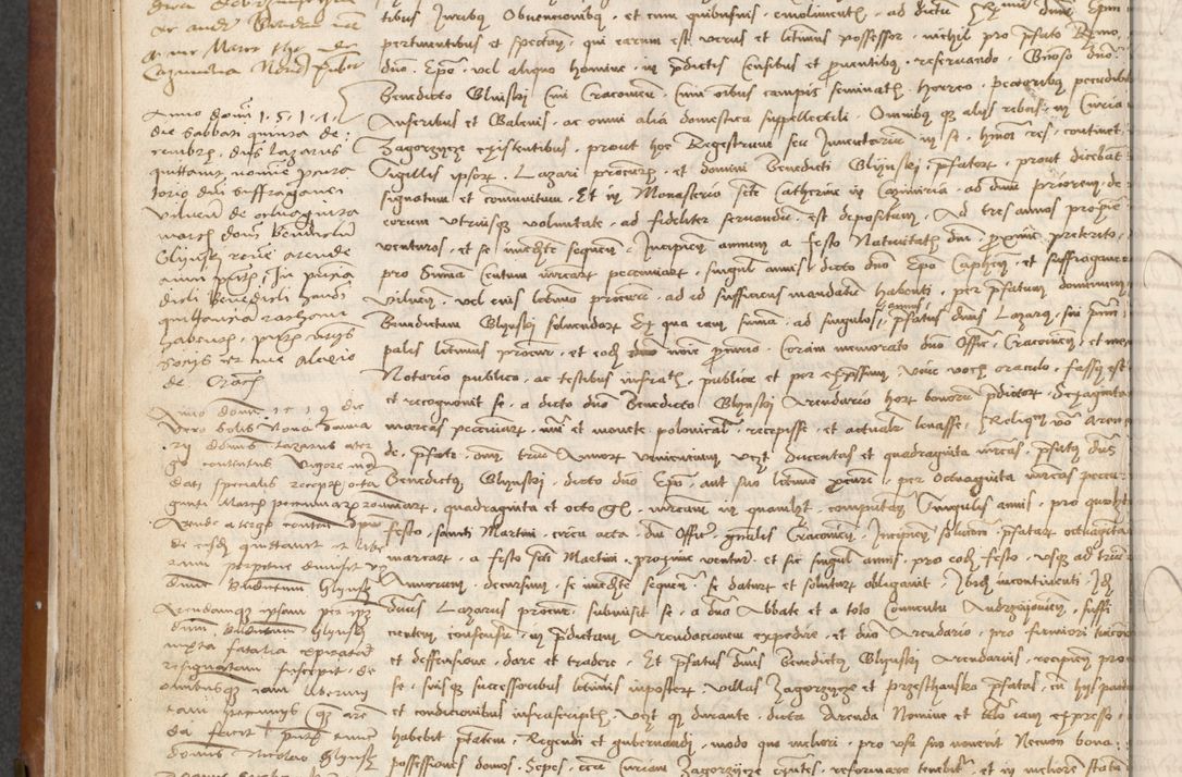 Zdjęcie nr 166 dla obiektu archiwalnego: [Acta] obligationum coram reverendo patre domino Thoma Rosnowsky canonico et offi[ciali C]racoviensi generali [a]d annum Domini 1514, [ind]itione secunda, pontificatus sanctissimi in Christo patris domini nostro domini Leonis divina providencia pape decimi moderni. Anno sue sanctitatis aduc ad 19 Marcii [...] primo secundis fatibus et felici sidere suum per manu Bronislaidis telluris Ursonici recipiunt et dii faveant ceptis