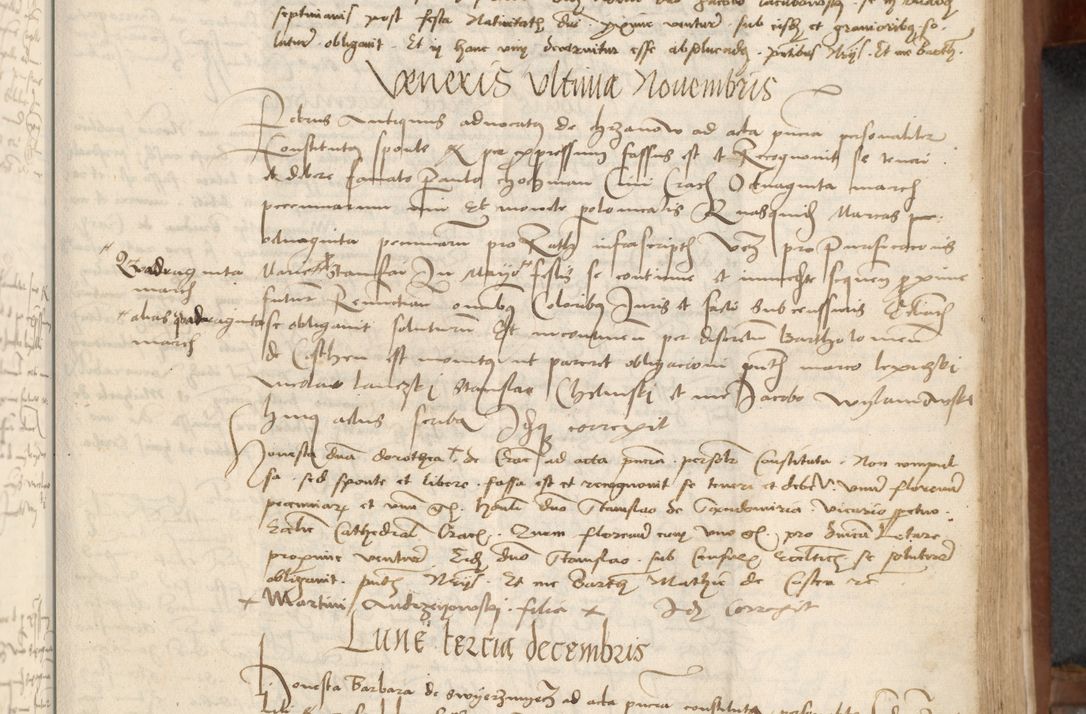 Zdjęcie nr 151 dla obiektu archiwalnego: [Acta] obligationum coram reverendo patre domino Thoma Rosnowsky canonico et offi[ciali C]racoviensi generali [a]d annum Domini 1514, [ind]itione secunda, pontificatus sanctissimi in Christo patris domini nostro domini Leonis divina providencia pape decimi moderni. Anno sue sanctitatis aduc ad 19 Marcii [...] primo secundis fatibus et felici sidere suum per manu Bronislaidis telluris Ursonici recipiunt et dii faveant ceptis