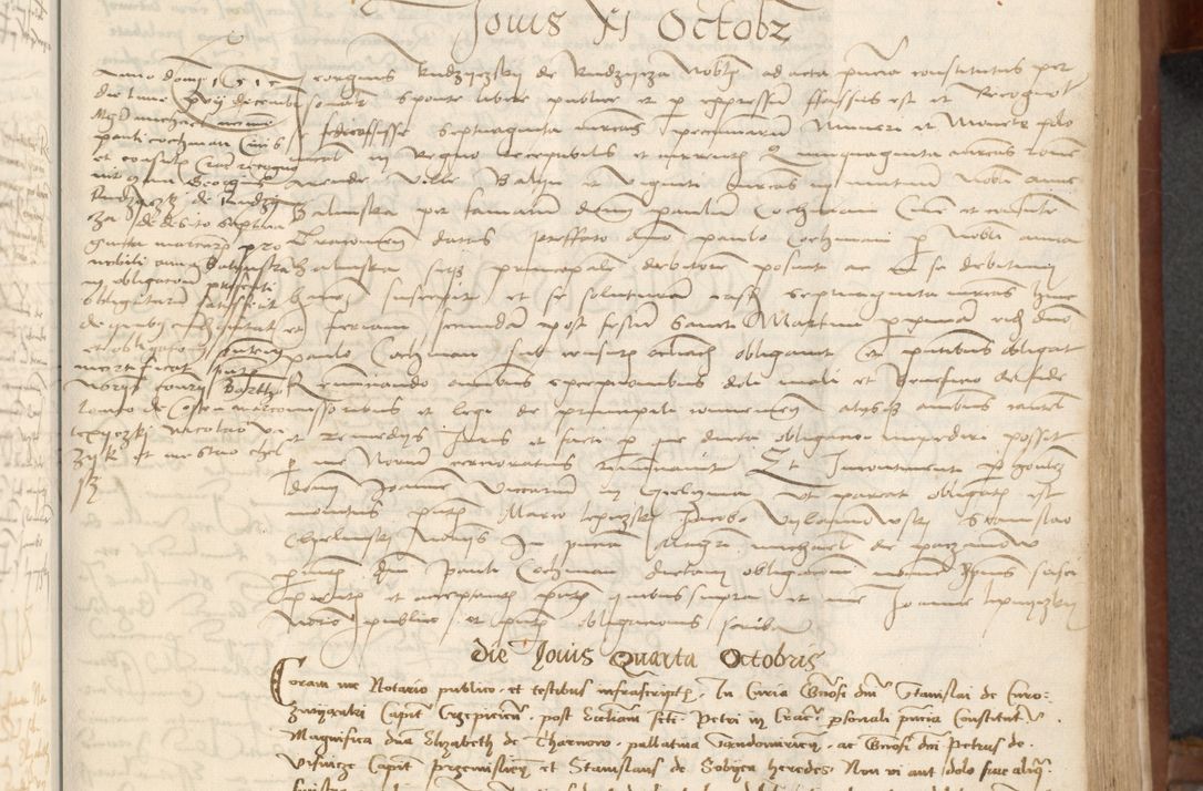 Zdjęcie nr 141 dla obiektu archiwalnego: [Acta] obligationum coram reverendo patre domino Thoma Rosnowsky canonico et offi[ciali C]racoviensi generali [a]d annum Domini 1514, [ind]itione secunda, pontificatus sanctissimi in Christo patris domini nostro domini Leonis divina providencia pape decimi moderni. Anno sue sanctitatis aduc ad 19 Marcii [...] primo secundis fatibus et felici sidere suum per manu Bronislaidis telluris Ursonici recipiunt et dii faveant ceptis