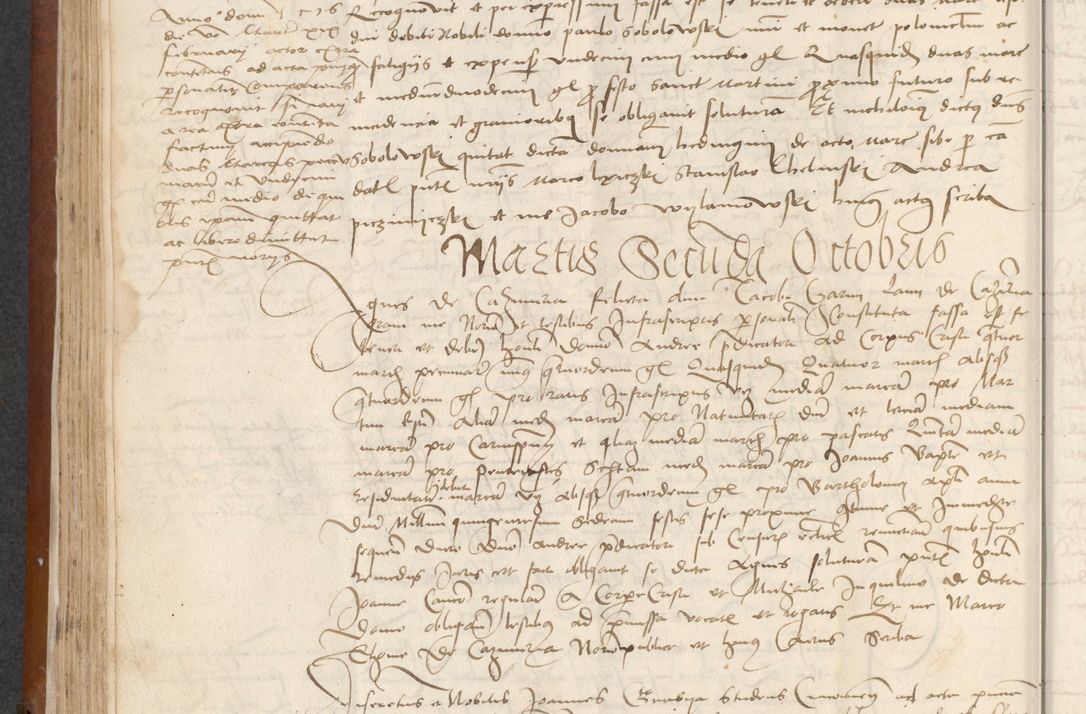 Zdjęcie nr 138 dla obiektu archiwalnego: [Acta] obligationum coram reverendo patre domino Thoma Rosnowsky canonico et offi[ciali C]racoviensi generali [a]d annum Domini 1514, [ind]itione secunda, pontificatus sanctissimi in Christo patris domini nostro domini Leonis divina providencia pape decimi moderni. Anno sue sanctitatis aduc ad 19 Marcii [...] primo secundis fatibus et felici sidere suum per manu Bronislaidis telluris Ursonici recipiunt et dii faveant ceptis