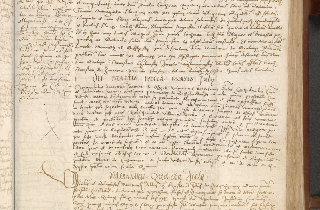 Zdjęcie nr 121 dla obiektu archiwalnego: [Acta] obligationum coram reverendo patre domino Thoma Rosnowsky canonico et offi[ciali C]racoviensi generali [a]d annum Domini 1514, [ind]itione secunda, pontificatus sanctissimi in Christo patris domini nostro domini Leonis divina providencia pape decimi moderni. Anno sue sanctitatis aduc ad 19 Marcii [...] primo secundis fatibus et felici sidere suum per manu Bronislaidis telluris Ursonici recipiunt et dii faveant ceptis