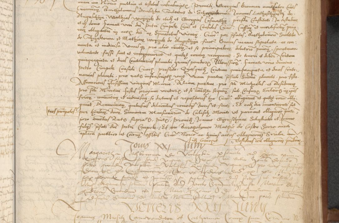 Zdjęcie nr 119 dla obiektu archiwalnego: [Acta] obligationum coram reverendo patre domino Thoma Rosnowsky canonico et offi[ciali C]racoviensi generali [a]d annum Domini 1514, [ind]itione secunda, pontificatus sanctissimi in Christo patris domini nostro domini Leonis divina providencia pape decimi moderni. Anno sue sanctitatis aduc ad 19 Marcii [...] primo secundis fatibus et felici sidere suum per manu Bronislaidis telluris Ursonici recipiunt et dii faveant ceptis