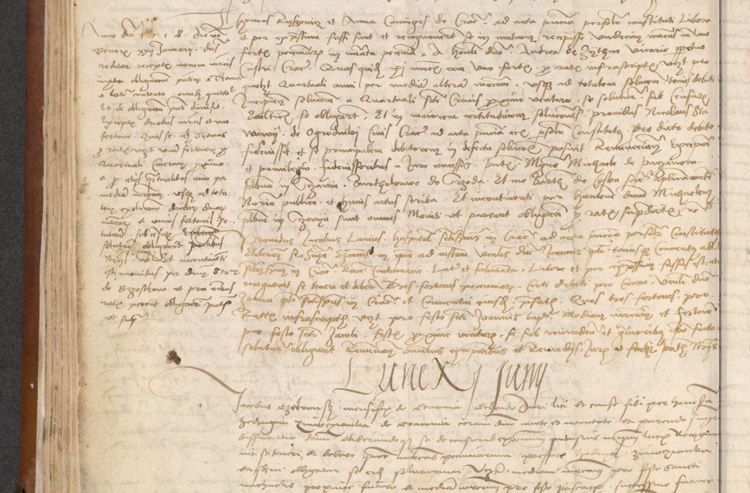 Zdjęcie nr 118 dla obiektu archiwalnego: [Acta] obligationum coram reverendo patre domino Thoma Rosnowsky canonico et offi[ciali C]racoviensi generali [a]d annum Domini 1514, [ind]itione secunda, pontificatus sanctissimi in Christo patris domini nostro domini Leonis divina providencia pape decimi moderni. Anno sue sanctitatis aduc ad 19 Marcii [...] primo secundis fatibus et felici sidere suum per manu Bronislaidis telluris Ursonici recipiunt et dii faveant ceptis