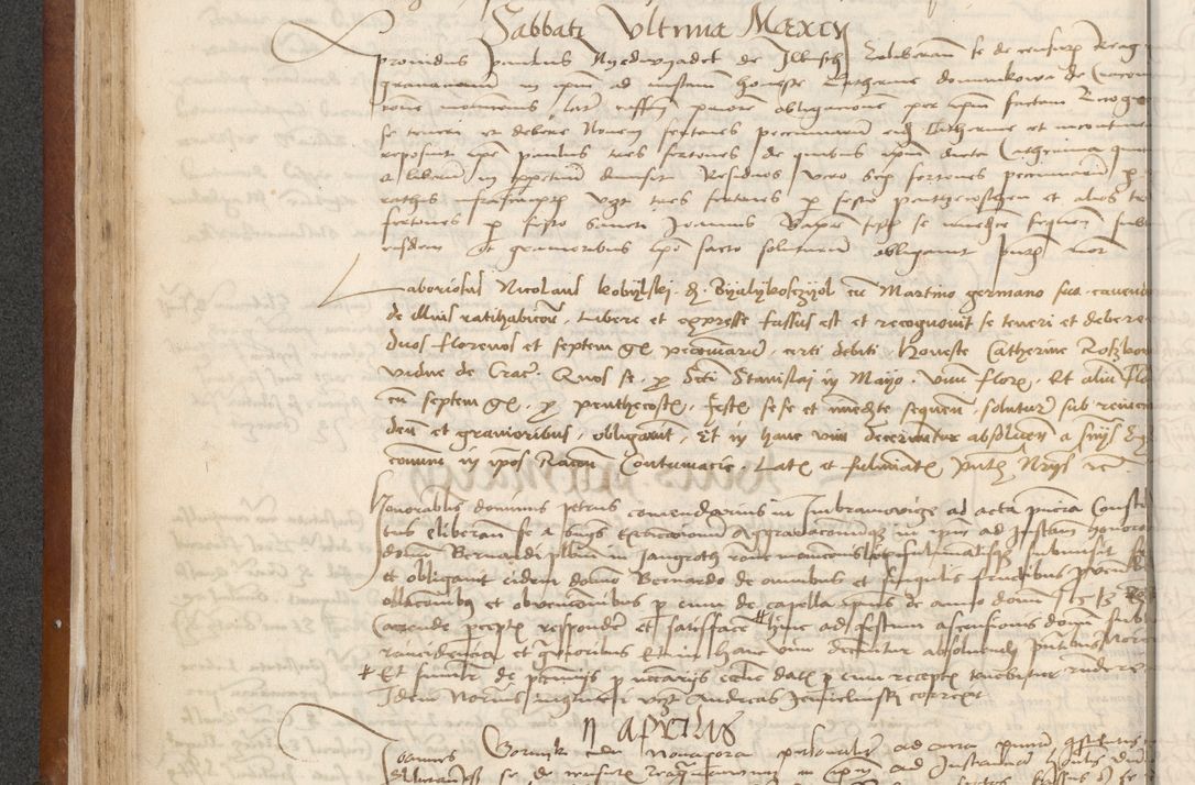 Zdjęcie nr 104 dla obiektu archiwalnego: [Acta] obligationum coram reverendo patre domino Thoma Rosnowsky canonico et offi[ciali C]racoviensi generali [a]d annum Domini 1514, [ind]itione secunda, pontificatus sanctissimi in Christo patris domini nostro domini Leonis divina providencia pape decimi moderni. Anno sue sanctitatis aduc ad 19 Marcii [...] primo secundis fatibus et felici sidere suum per manu Bronislaidis telluris Ursonici recipiunt et dii faveant ceptis