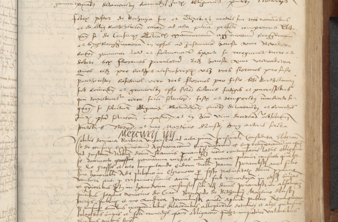 Zdjęcie nr 105 dla obiektu archiwalnego: [Acta] obligationum coram reverendo patre domino Thoma Rosnowsky canonico et offi[ciali C]racoviensi generali [a]d annum Domini 1514, [ind]itione secunda, pontificatus sanctissimi in Christo patris domini nostro domini Leonis divina providencia pape decimi moderni. Anno sue sanctitatis aduc ad 19 Marcii [...] primo secundis fatibus et felici sidere suum per manu Bronislaidis telluris Ursonici recipiunt et dii faveant ceptis