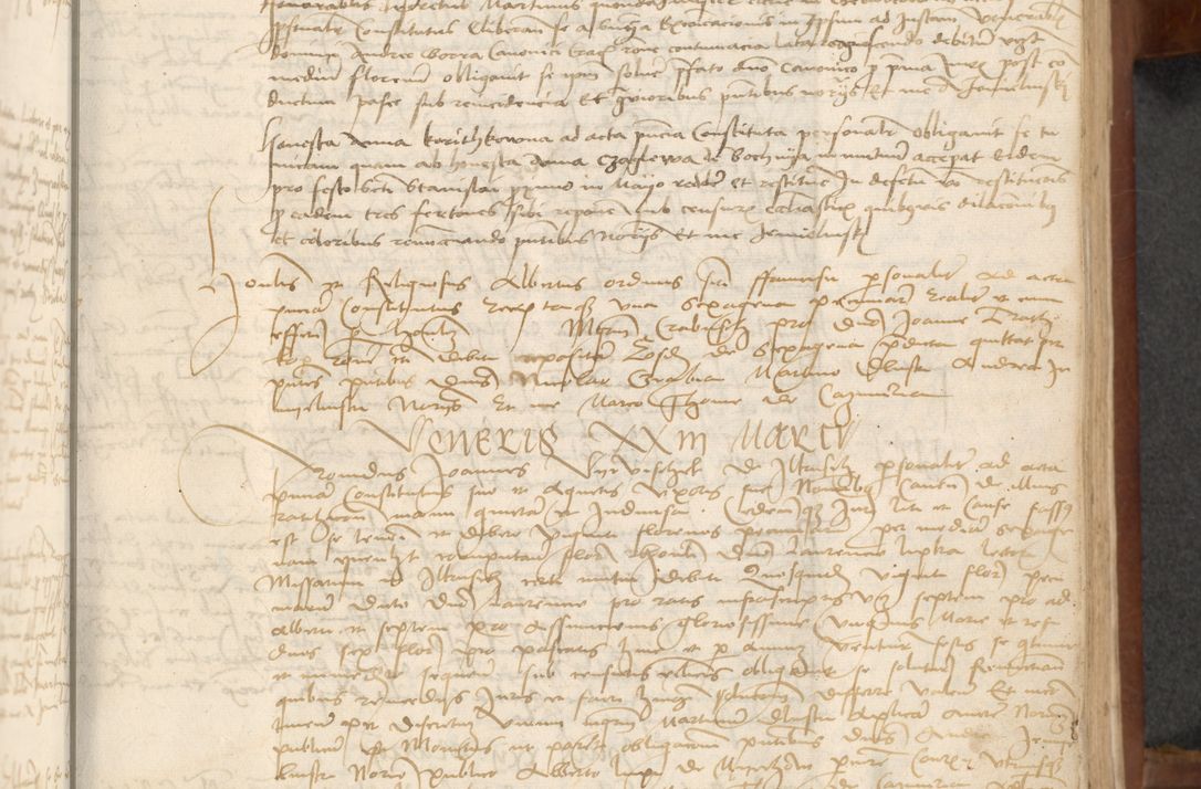 Zdjęcie nr 99 dla obiektu archiwalnego: [Acta] obligationum coram reverendo patre domino Thoma Rosnowsky canonico et offi[ciali C]racoviensi generali [a]d annum Domini 1514, [ind]itione secunda, pontificatus sanctissimi in Christo patris domini nostro domini Leonis divina providencia pape decimi moderni. Anno sue sanctitatis aduc ad 19 Marcii [...] primo secundis fatibus et felici sidere suum per manu Bronislaidis telluris Ursonici recipiunt et dii faveant ceptis