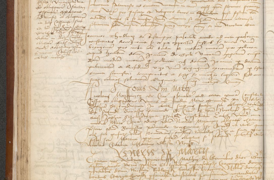 Zdjęcie nr 96 dla obiektu archiwalnego: [Acta] obligationum coram reverendo patre domino Thoma Rosnowsky canonico et offi[ciali C]racoviensi generali [a]d annum Domini 1514, [ind]itione secunda, pontificatus sanctissimi in Christo patris domini nostro domini Leonis divina providencia pape decimi moderni. Anno sue sanctitatis aduc ad 19 Marcii [...] primo secundis fatibus et felici sidere suum per manu Bronislaidis telluris Ursonici recipiunt et dii faveant ceptis