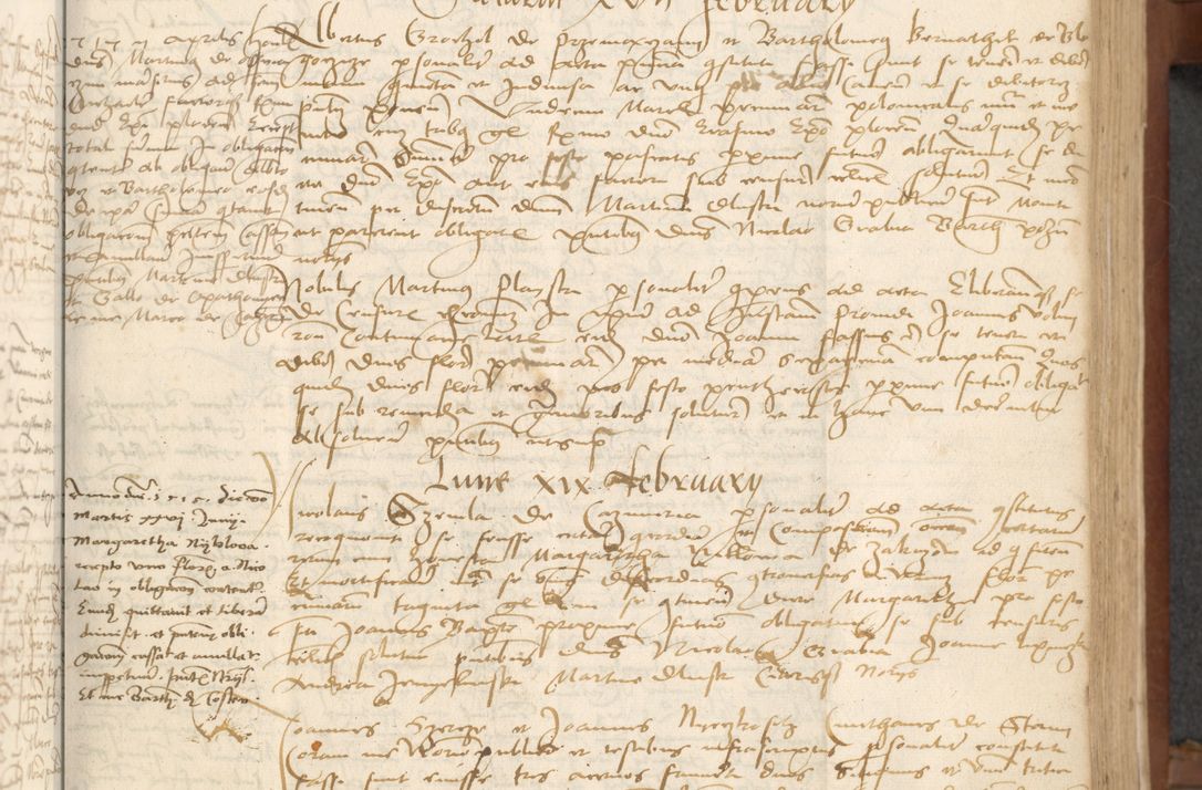 Zdjęcie nr 89 dla obiektu archiwalnego: [Acta] obligationum coram reverendo patre domino Thoma Rosnowsky canonico et offi[ciali C]racoviensi generali [a]d annum Domini 1514, [ind]itione secunda, pontificatus sanctissimi in Christo patris domini nostro domini Leonis divina providencia pape decimi moderni. Anno sue sanctitatis aduc ad 19 Marcii [...] primo secundis fatibus et felici sidere suum per manu Bronislaidis telluris Ursonici recipiunt et dii faveant ceptis
