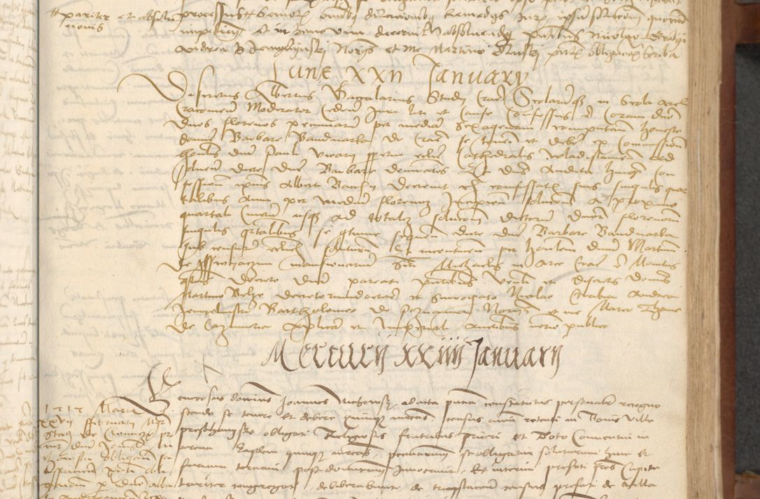 Zdjęcie nr 83 dla obiektu archiwalnego: [Acta] obligationum coram reverendo patre domino Thoma Rosnowsky canonico et offi[ciali C]racoviensi generali [a]d annum Domini 1514, [ind]itione secunda, pontificatus sanctissimi in Christo patris domini nostro domini Leonis divina providencia pape decimi moderni. Anno sue sanctitatis aduc ad 19 Marcii [...] primo secundis fatibus et felici sidere suum per manu Bronislaidis telluris Ursonici recipiunt et dii faveant ceptis