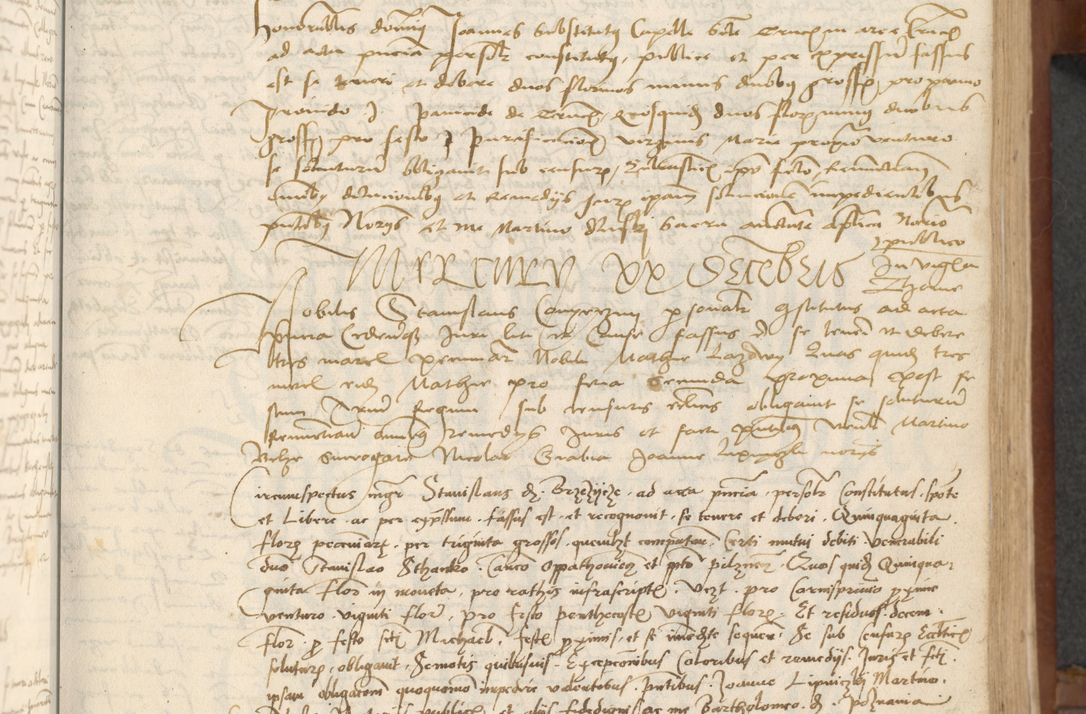 Zdjęcie nr 77 dla obiektu archiwalnego: [Acta] obligationum coram reverendo patre domino Thoma Rosnowsky canonico et offi[ciali C]racoviensi generali [a]d annum Domini 1514, [ind]itione secunda, pontificatus sanctissimi in Christo patris domini nostro domini Leonis divina providencia pape decimi moderni. Anno sue sanctitatis aduc ad 19 Marcii [...] primo secundis fatibus et felici sidere suum per manu Bronislaidis telluris Ursonici recipiunt et dii faveant ceptis