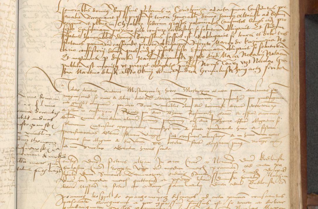 Zdjęcie nr 69 dla obiektu archiwalnego: [Acta] obligationum coram reverendo patre domino Thoma Rosnowsky canonico et offi[ciali C]racoviensi generali [a]d annum Domini 1514, [ind]itione secunda, pontificatus sanctissimi in Christo patris domini nostro domini Leonis divina providencia pape decimi moderni. Anno sue sanctitatis aduc ad 19 Marcii [...] primo secundis fatibus et felici sidere suum per manu Bronislaidis telluris Ursonici recipiunt et dii faveant ceptis