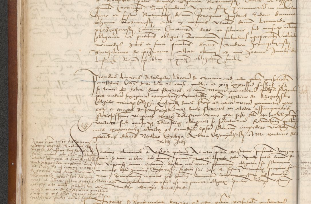 Zdjęcie nr 50 dla obiektu archiwalnego: [Acta] obligationum coram reverendo patre domino Thoma Rosnowsky canonico et offi[ciali C]racoviensi generali [a]d annum Domini 1514, [ind]itione secunda, pontificatus sanctissimi in Christo patris domini nostro domini Leonis divina providencia pape decimi moderni. Anno sue sanctitatis aduc ad 19 Marcii [...] primo secundis fatibus et felici sidere suum per manu Bronislaidis telluris Ursonici recipiunt et dii faveant ceptis