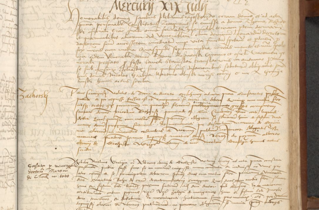 Zdjęcie nr 51 dla obiektu archiwalnego: [Acta] obligationum coram reverendo patre domino Thoma Rosnowsky canonico et offi[ciali C]racoviensi generali [a]d annum Domini 1514, [ind]itione secunda, pontificatus sanctissimi in Christo patris domini nostro domini Leonis divina providencia pape decimi moderni. Anno sue sanctitatis aduc ad 19 Marcii [...] primo secundis fatibus et felici sidere suum per manu Bronislaidis telluris Ursonici recipiunt et dii faveant ceptis