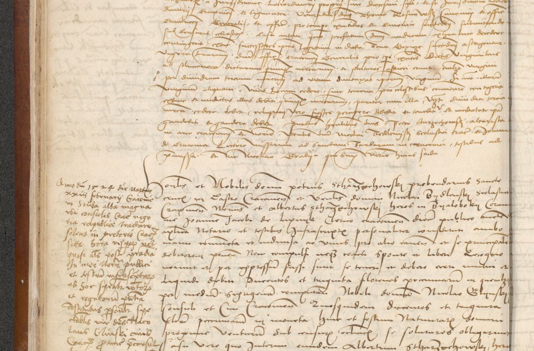 Zdjęcie nr 48 dla obiektu archiwalnego: [Acta] obligationum coram reverendo patre domino Thoma Rosnowsky canonico et offi[ciali C]racoviensi generali [a]d annum Domini 1514, [ind]itione secunda, pontificatus sanctissimi in Christo patris domini nostro domini Leonis divina providencia pape decimi moderni. Anno sue sanctitatis aduc ad 19 Marcii [...] primo secundis fatibus et felici sidere suum per manu Bronislaidis telluris Ursonici recipiunt et dii faveant ceptis