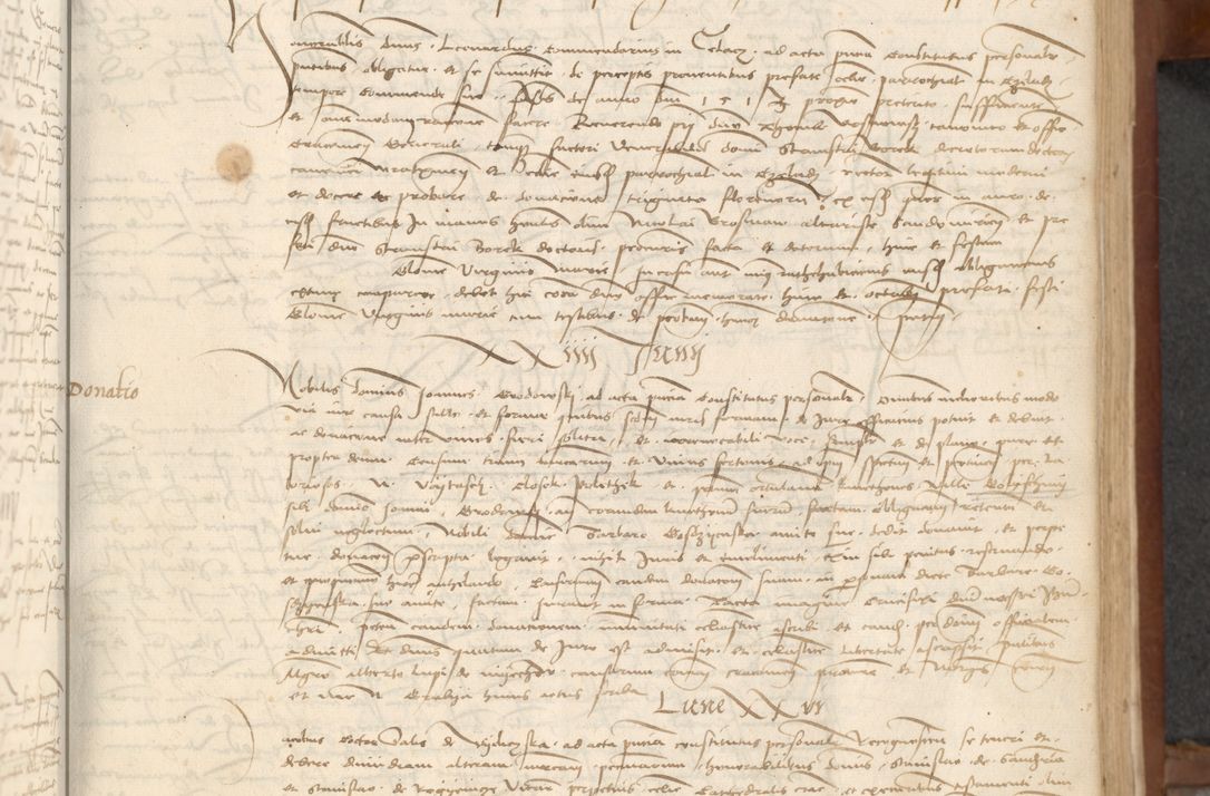 Zdjęcie nr 45 dla obiektu archiwalnego: [Acta] obligationum coram reverendo patre domino Thoma Rosnowsky canonico et offi[ciali C]racoviensi generali [a]d annum Domini 1514, [ind]itione secunda, pontificatus sanctissimi in Christo patris domini nostro domini Leonis divina providencia pape decimi moderni. Anno sue sanctitatis aduc ad 19 Marcii [...] primo secundis fatibus et felici sidere suum per manu Bronislaidis telluris Ursonici recipiunt et dii faveant ceptis