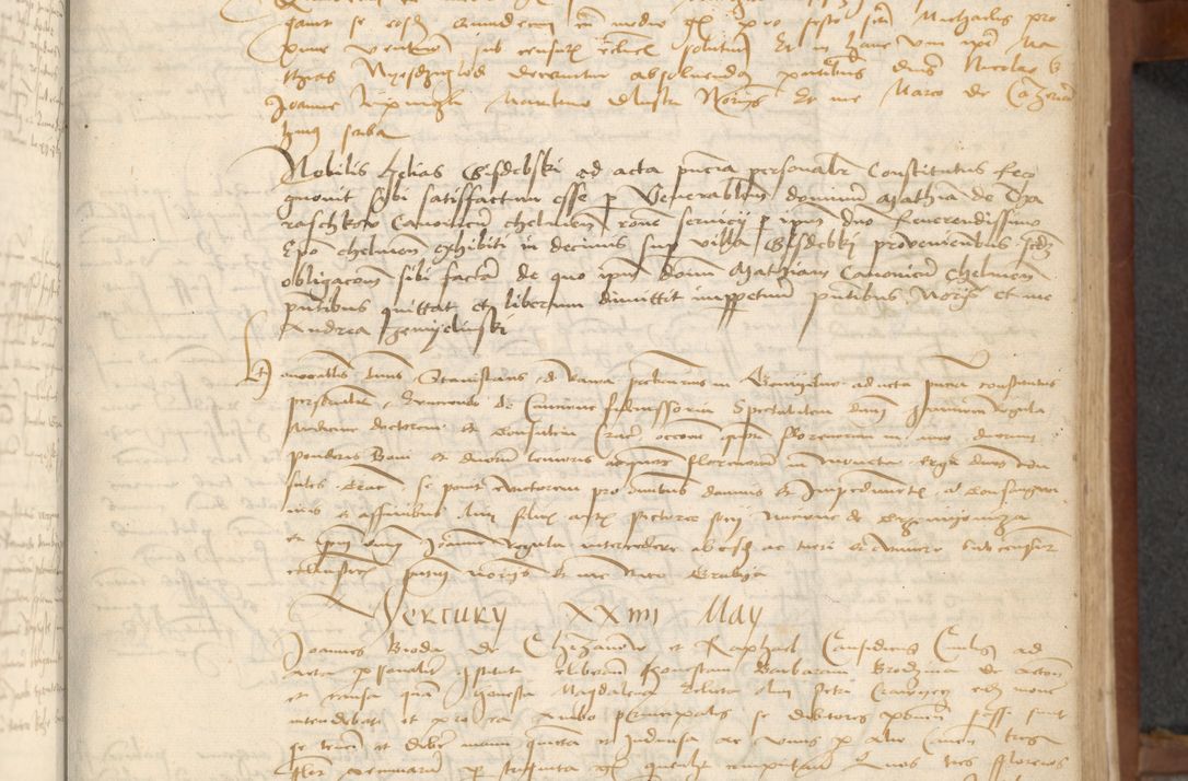 Zdjęcie nr 39 dla obiektu archiwalnego: [Acta] obligationum coram reverendo patre domino Thoma Rosnowsky canonico et offi[ciali C]racoviensi generali [a]d annum Domini 1514, [ind]itione secunda, pontificatus sanctissimi in Christo patris domini nostro domini Leonis divina providencia pape decimi moderni. Anno sue sanctitatis aduc ad 19 Marcii [...] primo secundis fatibus et felici sidere suum per manu Bronislaidis telluris Ursonici recipiunt et dii faveant ceptis