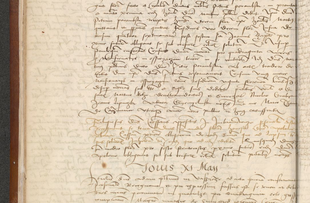 Zdjęcie nr 36 dla obiektu archiwalnego: [Acta] obligationum coram reverendo patre domino Thoma Rosnowsky canonico et offi[ciali C]racoviensi generali [a]d annum Domini 1514, [ind]itione secunda, pontificatus sanctissimi in Christo patris domini nostro domini Leonis divina providencia pape decimi moderni. Anno sue sanctitatis aduc ad 19 Marcii [...] primo secundis fatibus et felici sidere suum per manu Bronislaidis telluris Ursonici recipiunt et dii faveant ceptis