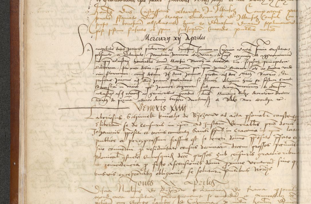 Zdjęcie nr 32 dla obiektu archiwalnego: [Acta] obligationum coram reverendo patre domino Thoma Rosnowsky canonico et offi[ciali C]racoviensi generali [a]d annum Domini 1514, [ind]itione secunda, pontificatus sanctissimi in Christo patris domini nostro domini Leonis divina providencia pape decimi moderni. Anno sue sanctitatis aduc ad 19 Marcii [...] primo secundis fatibus et felici sidere suum per manu Bronislaidis telluris Ursonici recipiunt et dii faveant ceptis