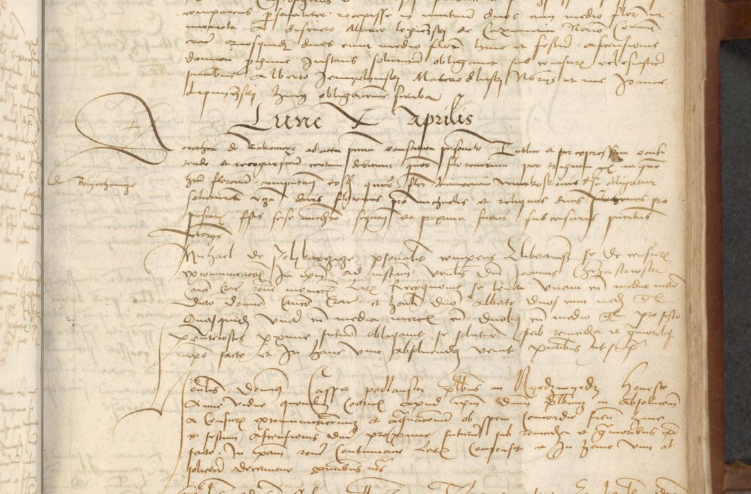Zdjęcie nr 31 dla obiektu archiwalnego: [Acta] obligationum coram reverendo patre domino Thoma Rosnowsky canonico et offi[ciali C]racoviensi generali [a]d annum Domini 1514, [ind]itione secunda, pontificatus sanctissimi in Christo patris domini nostro domini Leonis divina providencia pape decimi moderni. Anno sue sanctitatis aduc ad 19 Marcii [...] primo secundis fatibus et felici sidere suum per manu Bronislaidis telluris Ursonici recipiunt et dii faveant ceptis
