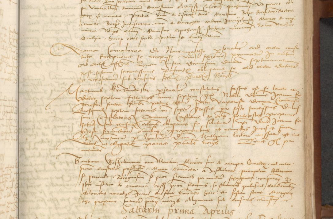 Zdjęcie nr 25 dla obiektu archiwalnego: [Acta] obligationum coram reverendo patre domino Thoma Rosnowsky canonico et offi[ciali C]racoviensi generali [a]d annum Domini 1514, [ind]itione secunda, pontificatus sanctissimi in Christo patris domini nostro domini Leonis divina providencia pape decimi moderni. Anno sue sanctitatis aduc ad 19 Marcii [...] primo secundis fatibus et felici sidere suum per manu Bronislaidis telluris Ursonici recipiunt et dii faveant ceptis