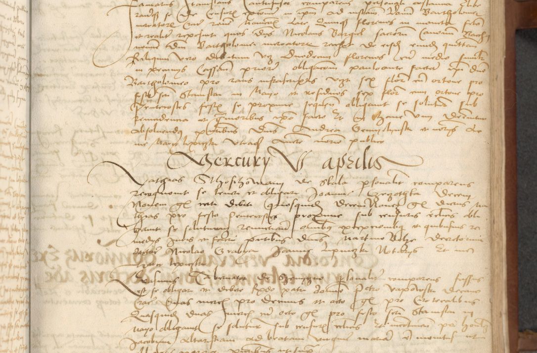 Zdjęcie nr 27 dla obiektu archiwalnego: [Acta] obligationum coram reverendo patre domino Thoma Rosnowsky canonico et offi[ciali C]racoviensi generali [a]d annum Domini 1514, [ind]itione secunda, pontificatus sanctissimi in Christo patris domini nostro domini Leonis divina providencia pape decimi moderni. Anno sue sanctitatis aduc ad 19 Marcii [...] primo secundis fatibus et felici sidere suum per manu Bronislaidis telluris Ursonici recipiunt et dii faveant ceptis