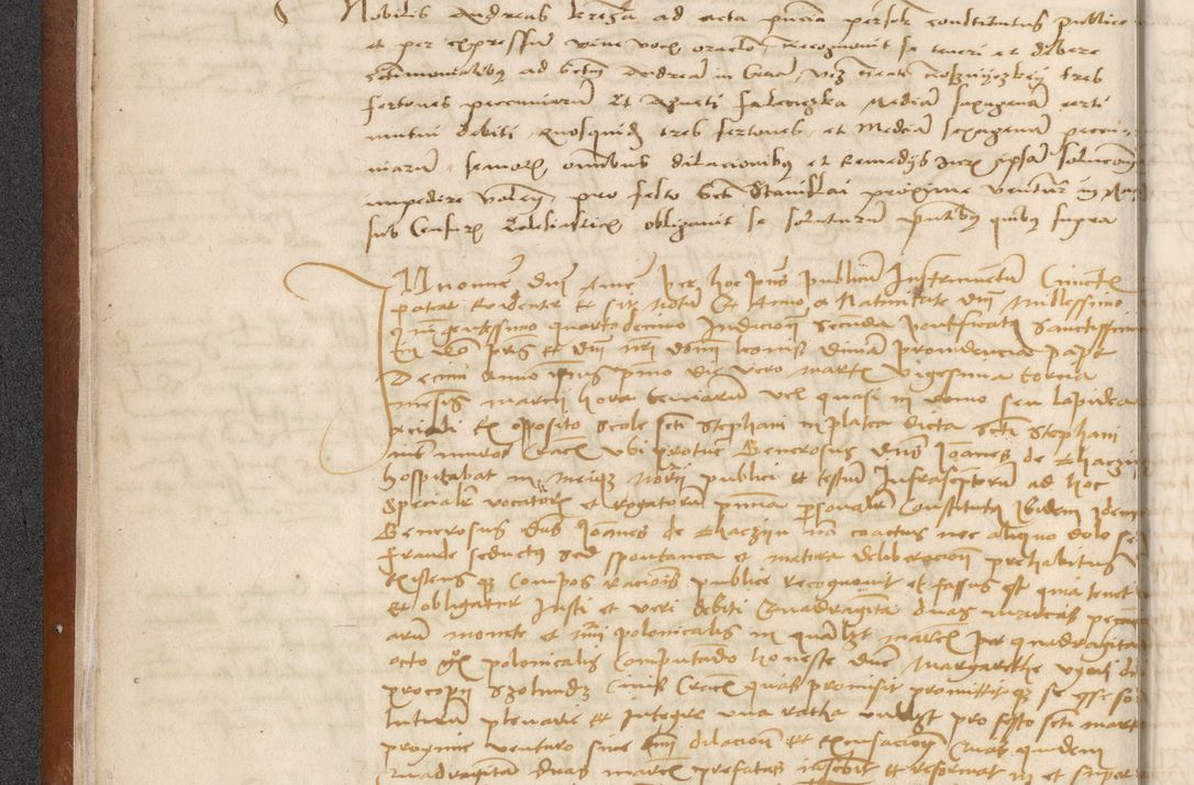 Zdjęcie nr 26 dla obiektu archiwalnego: [Acta] obligationum coram reverendo patre domino Thoma Rosnowsky canonico et offi[ciali C]racoviensi generali [a]d annum Domini 1514, [ind]itione secunda, pontificatus sanctissimi in Christo patris domini nostro domini Leonis divina providencia pape decimi moderni. Anno sue sanctitatis aduc ad 19 Marcii [...] primo secundis fatibus et felici sidere suum per manu Bronislaidis telluris Ursonici recipiunt et dii faveant ceptis
