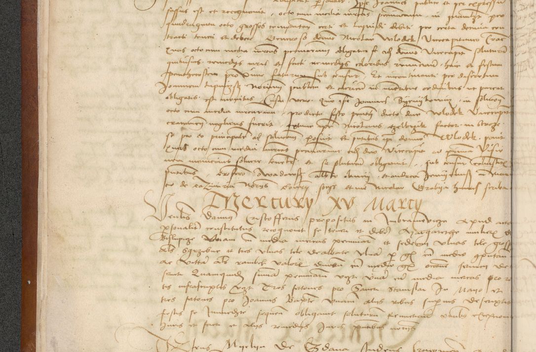 Zdjęcie nr 20 dla obiektu archiwalnego: [Acta] obligationum coram reverendo patre domino Thoma Rosnowsky canonico et offi[ciali C]racoviensi generali [a]d annum Domini 1514, [ind]itione secunda, pontificatus sanctissimi in Christo patris domini nostro domini Leonis divina providencia pape decimi moderni. Anno sue sanctitatis aduc ad 19 Marcii [...] primo secundis fatibus et felici sidere suum per manu Bronislaidis telluris Ursonici recipiunt et dii faveant ceptis