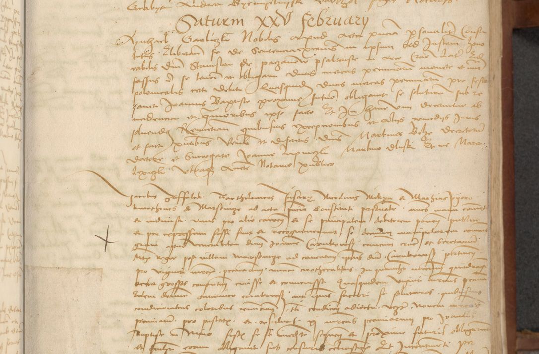Zdjęcie nr 17 dla obiektu archiwalnego: [Acta] obligationum coram reverendo patre domino Thoma Rosnowsky canonico et offi[ciali C]racoviensi generali [a]d annum Domini 1514, [ind]itione secunda, pontificatus sanctissimi in Christo patris domini nostro domini Leonis divina providencia pape decimi moderni. Anno sue sanctitatis aduc ad 19 Marcii [...] primo secundis fatibus et felici sidere suum per manu Bronislaidis telluris Ursonici recipiunt et dii faveant ceptis
