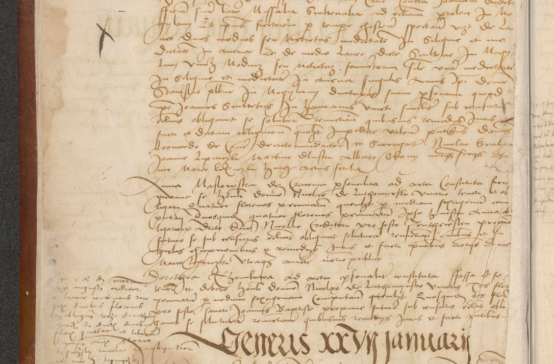 Zdjęcie nr 10 dla obiektu archiwalnego: [Acta] obligationum coram reverendo patre domino Thoma Rosnowsky canonico et offi[ciali C]racoviensi generali [a]d annum Domini 1514, [ind]itione secunda, pontificatus sanctissimi in Christo patris domini nostro domini Leonis divina providencia pape decimi moderni. Anno sue sanctitatis aduc ad 19 Marcii [...] primo secundis fatibus et felici sidere suum per manu Bronislaidis telluris Ursonici recipiunt et dii faveant ceptis