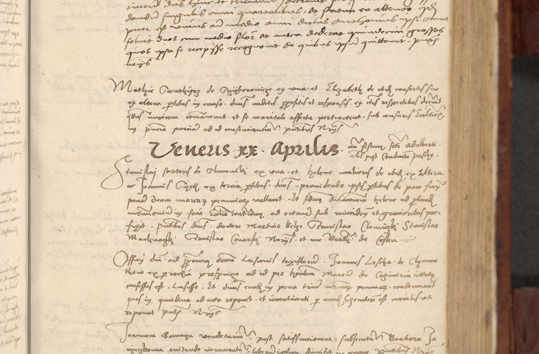 Zdjęcie nr 104 dla obiektu archiwalnego: In nomine Domini. Amen. Sub anno eiusdem Domini millesimo quingentesimo vigesimo, indicione octava, pontificatus sanctissimi in Christo patris et domini nostri domini Leonis divina providencia pape decimi moderni anno ad 19 Marcii durante septimo, acta actorum coram venerabili viro domino Thoma Rosznowski canonico et officiali generali Cracoviensi felicibus, sideribus continuantur atque exordium capiunt et Dii faveant ceptis