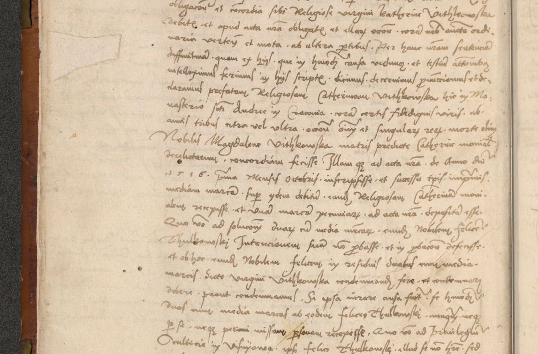 Zdjęcie nr 25 dla obiektu archiwalnego: In nomine Domini. Amen. Sub anno eiusdem Domini millesimo quingentesimo vigesimo, indicione octava, pontificatus sanctissimi in Christo patris et domini nostri domini Leonis divina providencia pape decimi moderni anno ad 19 Marcii durante septimo, acta actorum coram venerabili viro domino Thoma Rosznowski canonico et officiali generali Cracoviensi felicibus, sideribus continuantur atque exordium capiunt et Dii faveant ceptis