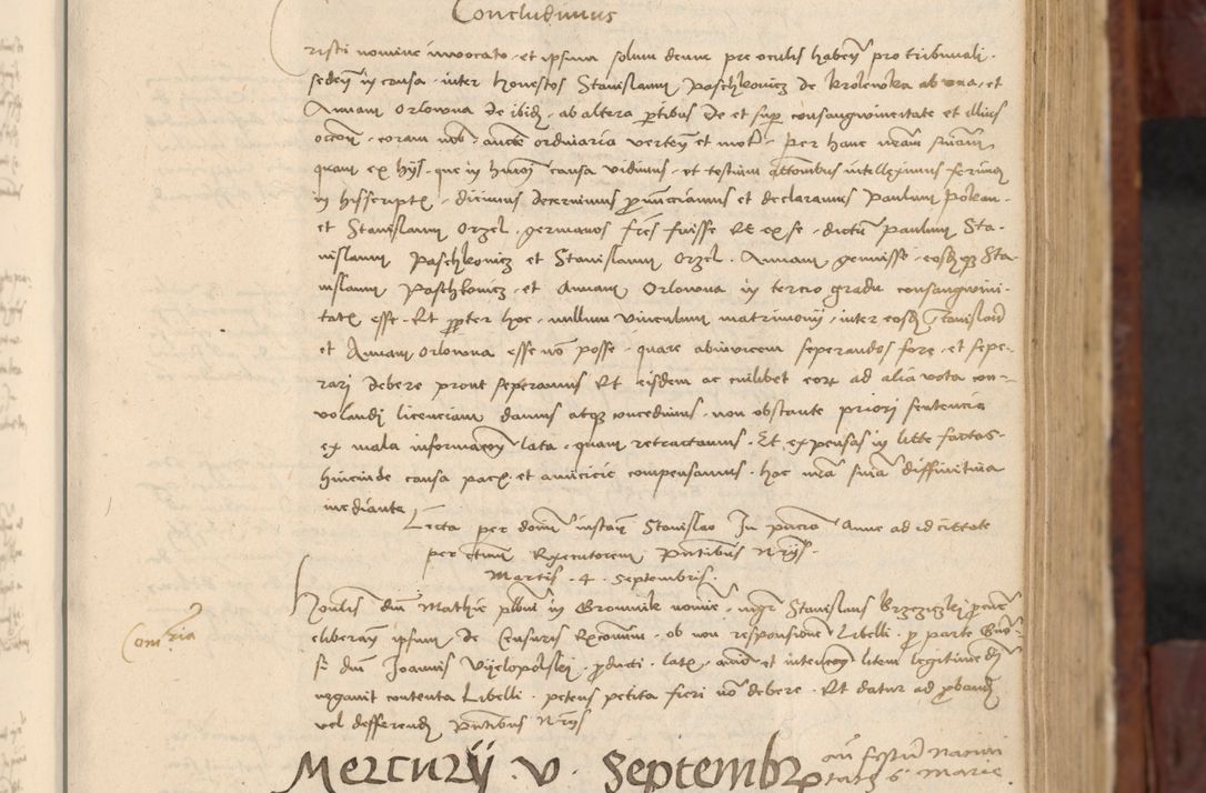 Zdjęcie nr 230 dla obiektu archiwalnego: In nomine Domini. Amen. Sub anno eiusdem Domini millesimo quingentesimo vigesimo, indicione octava, pontificatus sanctissimi in Christo patris et domini nostri domini Leonis divina providencia pape decimi moderni anno ad 19 Marcii durante septimo, acta actorum coram venerabili viro domino Thoma Rosznowski canonico et officiali generali Cracoviensi felicibus, sideribus continuantur atque exordium capiunt et Dii faveant ceptis