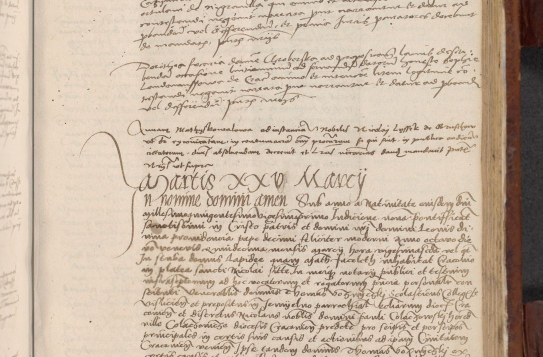 Zdjęcie nr 710 dla obiektu archiwalnego: In nomine Domini. Amen. Sub anno eiusdem Domini millesimo quingentesimo vigesimo, indicione octava, pontificatus sanctissimi in Christo patris et domini nostri domini Leonis divina providencia pape decimi moderni anno ad 19 Marcii durante septimo, acta actorum coram venerabili viro domino Thoma Rosznowski canonico et officiali generali Cracoviensi felicibus, sideribus continuantur atque exordium capiunt et Dii faveant ceptis
