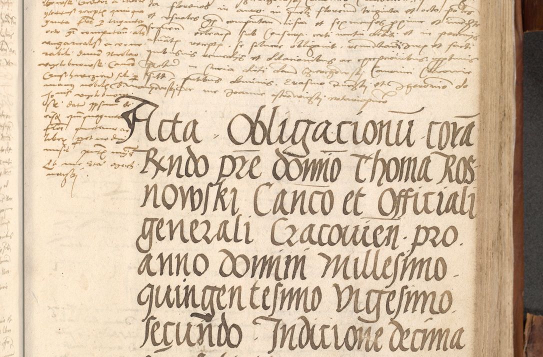 Zdjęcie nr 512 dla obiektu archiwalnego: Acta obligationum coram reverendo patre domino Thoma Rosnowsky canonico et officiali generali Cracoviensi ad annum Domini 1518