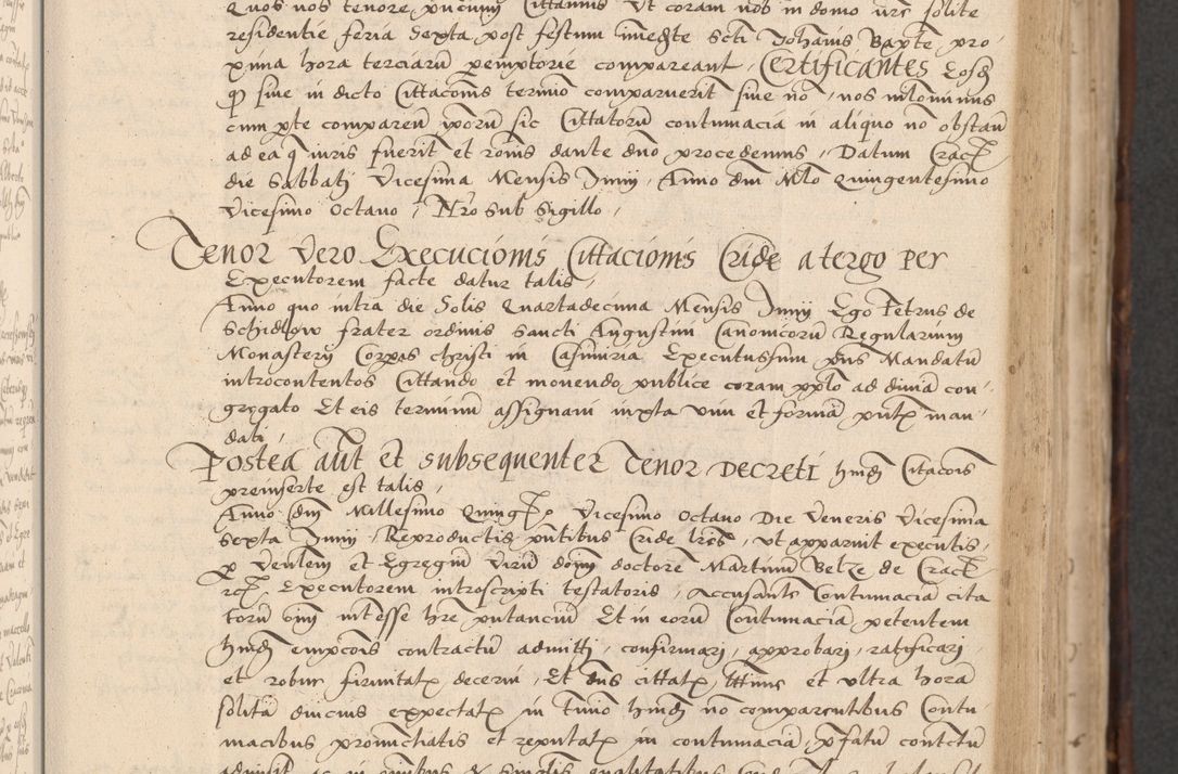 Zdjęcie nr 203 dla obiektu archiwalnego: INRI. Acta actorum, obligacionum et sentenciarum tam interlocutoriarum quam diffinitivarum coram reverendo patre ac egregio viro domino Jacobo Erciss[o]wski decretorum doctorem, canonico et officiali generali Cracoviensi ad annum Domini 1528, indicionem primam, pontificatus sanctissimi in Christo patris et domini domini Clementis divina probidendcia pape seprtimi, annum quintum, per Stanislaum de Mordi legalem consistorii notarium omine felici inchoantur