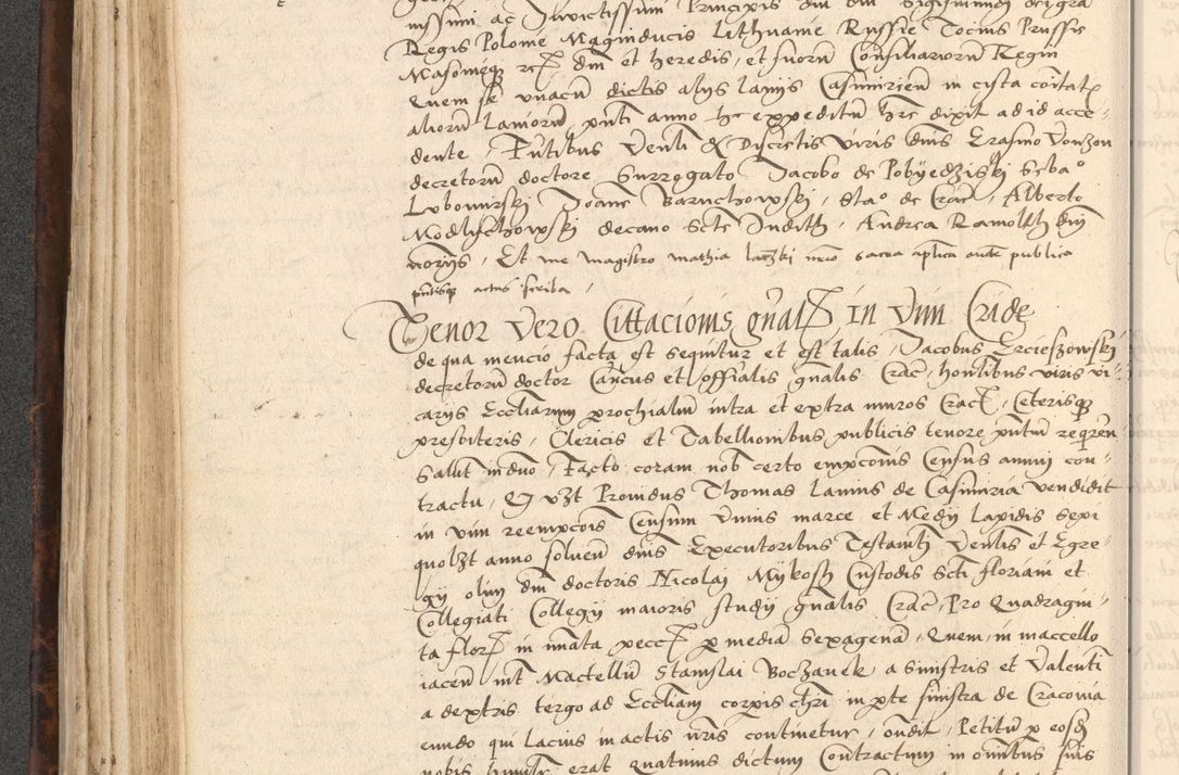 Zdjęcie nr 202 dla obiektu archiwalnego: INRI. Acta actorum, obligacionum et sentenciarum tam interlocutoriarum quam diffinitivarum coram reverendo patre ac egregio viro domino Jacobo Erciss[o]wski decretorum doctorem, canonico et officiali generali Cracoviensi ad annum Domini 1528, indicionem primam, pontificatus sanctissimi in Christo patris et domini domini Clementis divina probidendcia pape seprtimi, annum quintum, per Stanislaum de Mordi legalem consistorii notarium omine felici inchoantur