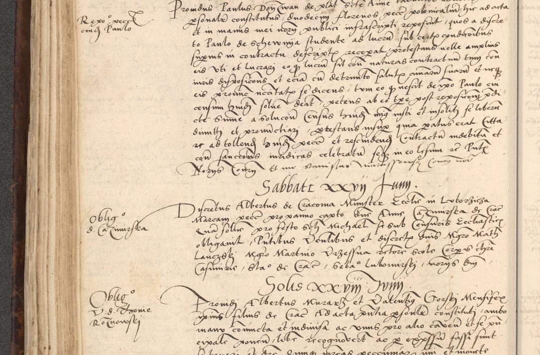 Zdjęcie nr 198 dla obiektu archiwalnego: INRI. Acta actorum, obligacionum et sentenciarum tam interlocutoriarum quam diffinitivarum coram reverendo patre ac egregio viro domino Jacobo Erciss[o]wski decretorum doctorem, canonico et officiali generali Cracoviensi ad annum Domini 1528, indicionem primam, pontificatus sanctissimi in Christo patris et domini domini Clementis divina probidendcia pape seprtimi, annum quintum, per Stanislaum de Mordi legalem consistorii notarium omine felici inchoantur