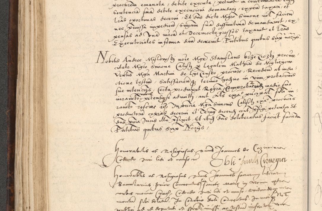 Zdjęcie nr 196 dla obiektu archiwalnego: INRI. Acta actorum, obligacionum et sentenciarum tam interlocutoriarum quam diffinitivarum coram reverendo patre ac egregio viro domino Jacobo Erciss[o]wski decretorum doctorem, canonico et officiali generali Cracoviensi ad annum Domini 1528, indicionem primam, pontificatus sanctissimi in Christo patris et domini domini Clementis divina probidendcia pape seprtimi, annum quintum, per Stanislaum de Mordi legalem consistorii notarium omine felici inchoantur