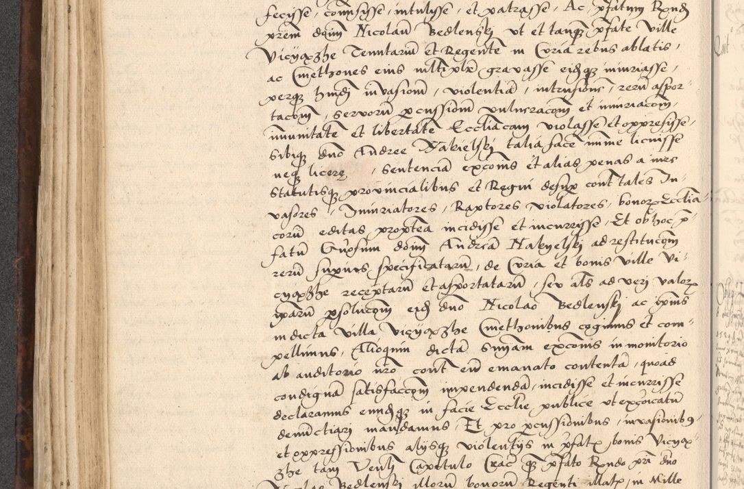 Zdjęcie nr 194 dla obiektu archiwalnego: INRI. Acta actorum, obligacionum et sentenciarum tam interlocutoriarum quam diffinitivarum coram reverendo patre ac egregio viro domino Jacobo Erciss[o]wski decretorum doctorem, canonico et officiali generali Cracoviensi ad annum Domini 1528, indicionem primam, pontificatus sanctissimi in Christo patris et domini domini Clementis divina probidendcia pape seprtimi, annum quintum, per Stanislaum de Mordi legalem consistorii notarium omine felici inchoantur