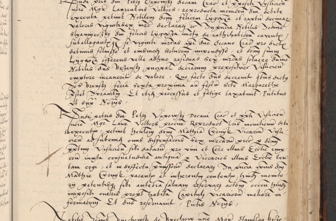 Zdjęcie nr 191 dla obiektu archiwalnego: INRI. Acta actorum, obligacionum et sentenciarum tam interlocutoriarum quam diffinitivarum coram reverendo patre ac egregio viro domino Jacobo Erciss[o]wski decretorum doctorem, canonico et officiali generali Cracoviensi ad annum Domini 1528, indicionem primam, pontificatus sanctissimi in Christo patris et domini domini Clementis divina probidendcia pape seprtimi, annum quintum, per Stanislaum de Mordi legalem consistorii notarium omine felici inchoantur