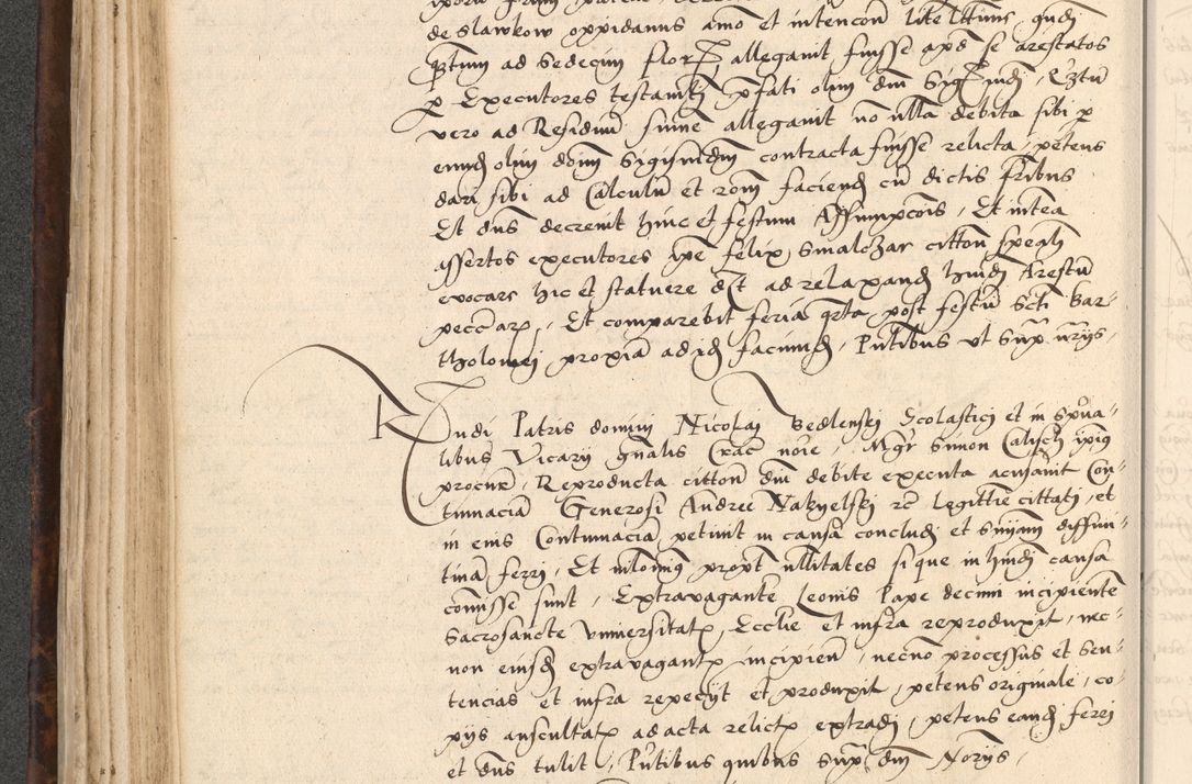 Zdjęcie nr 192 dla obiektu archiwalnego: INRI. Acta actorum, obligacionum et sentenciarum tam interlocutoriarum quam diffinitivarum coram reverendo patre ac egregio viro domino Jacobo Erciss[o]wski decretorum doctorem, canonico et officiali generali Cracoviensi ad annum Domini 1528, indicionem primam, pontificatus sanctissimi in Christo patris et domini domini Clementis divina probidendcia pape seprtimi, annum quintum, per Stanislaum de Mordi legalem consistorii notarium omine felici inchoantur