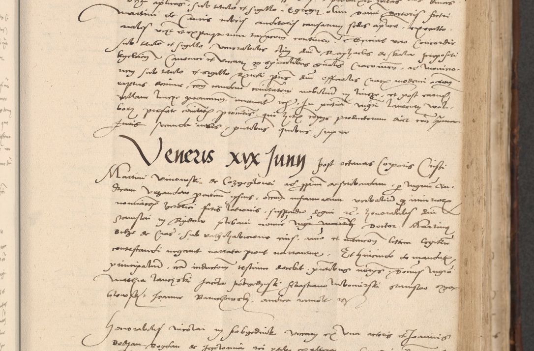 Zdjęcie nr 183 dla obiektu archiwalnego: INRI. Acta actorum, obligacionum et sentenciarum tam interlocutoriarum quam diffinitivarum coram reverendo patre ac egregio viro domino Jacobo Erciss[o]wski decretorum doctorem, canonico et officiali generali Cracoviensi ad annum Domini 1528, indicionem primam, pontificatus sanctissimi in Christo patris et domini domini Clementis divina probidendcia pape seprtimi, annum quintum, per Stanislaum de Mordi legalem consistorii notarium omine felici inchoantur