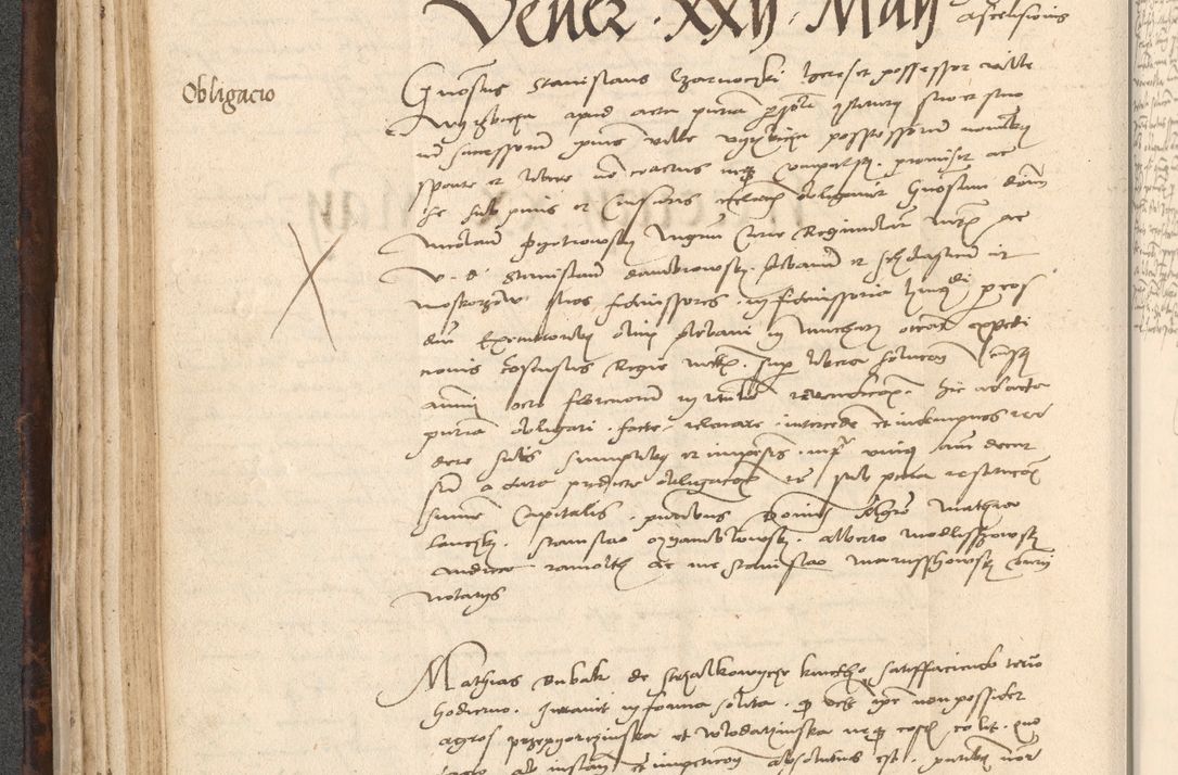 Zdjęcie nr 150 dla obiektu archiwalnego: INRI. Acta actorum, obligacionum et sentenciarum tam interlocutoriarum quam diffinitivarum coram reverendo patre ac egregio viro domino Jacobo Erciss[o]wski decretorum doctorem, canonico et officiali generali Cracoviensi ad annum Domini 1528, indicionem primam, pontificatus sanctissimi in Christo patris et domini domini Clementis divina probidendcia pape seprtimi, annum quintum, per Stanislaum de Mordi legalem consistorii notarium omine felici inchoantur