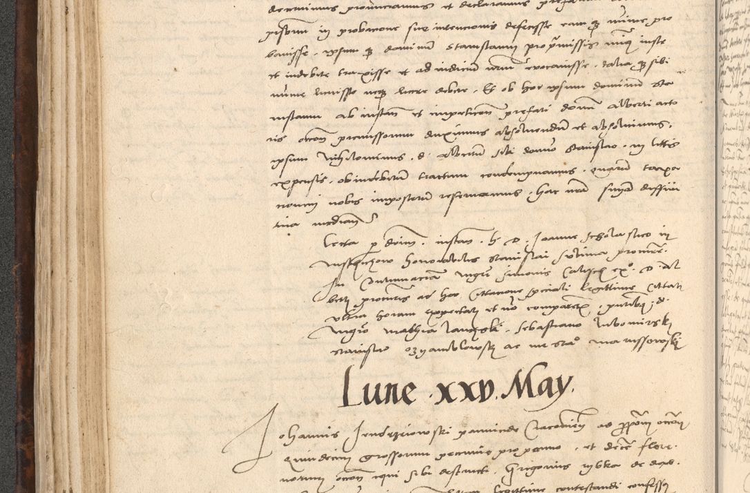 Zdjęcie nr 152 dla obiektu archiwalnego: INRI. Acta actorum, obligacionum et sentenciarum tam interlocutoriarum quam diffinitivarum coram reverendo patre ac egregio viro domino Jacobo Erciss[o]wski decretorum doctorem, canonico et officiali generali Cracoviensi ad annum Domini 1528, indicionem primam, pontificatus sanctissimi in Christo patris et domini domini Clementis divina probidendcia pape seprtimi, annum quintum, per Stanislaum de Mordi legalem consistorii notarium omine felici inchoantur