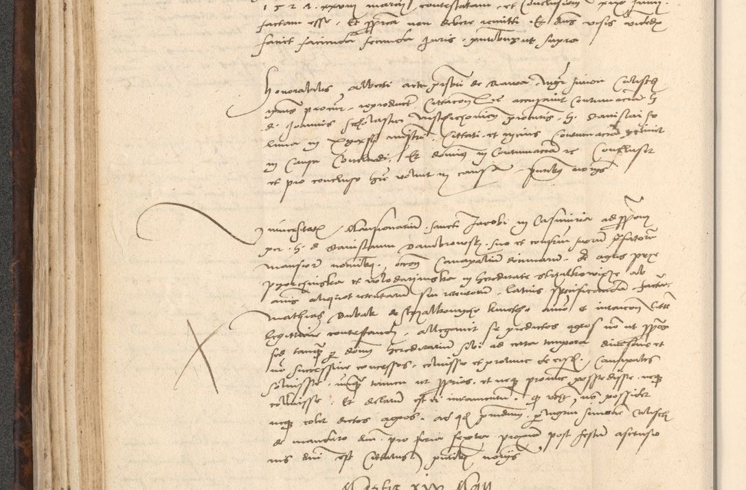 Zdjęcie nr 148 dla obiektu archiwalnego: INRI. Acta actorum, obligacionum et sentenciarum tam interlocutoriarum quam diffinitivarum coram reverendo patre ac egregio viro domino Jacobo Erciss[o]wski decretorum doctorem, canonico et officiali generali Cracoviensi ad annum Domini 1528, indicionem primam, pontificatus sanctissimi in Christo patris et domini domini Clementis divina probidendcia pape seprtimi, annum quintum, per Stanislaum de Mordi legalem consistorii notarium omine felici inchoantur