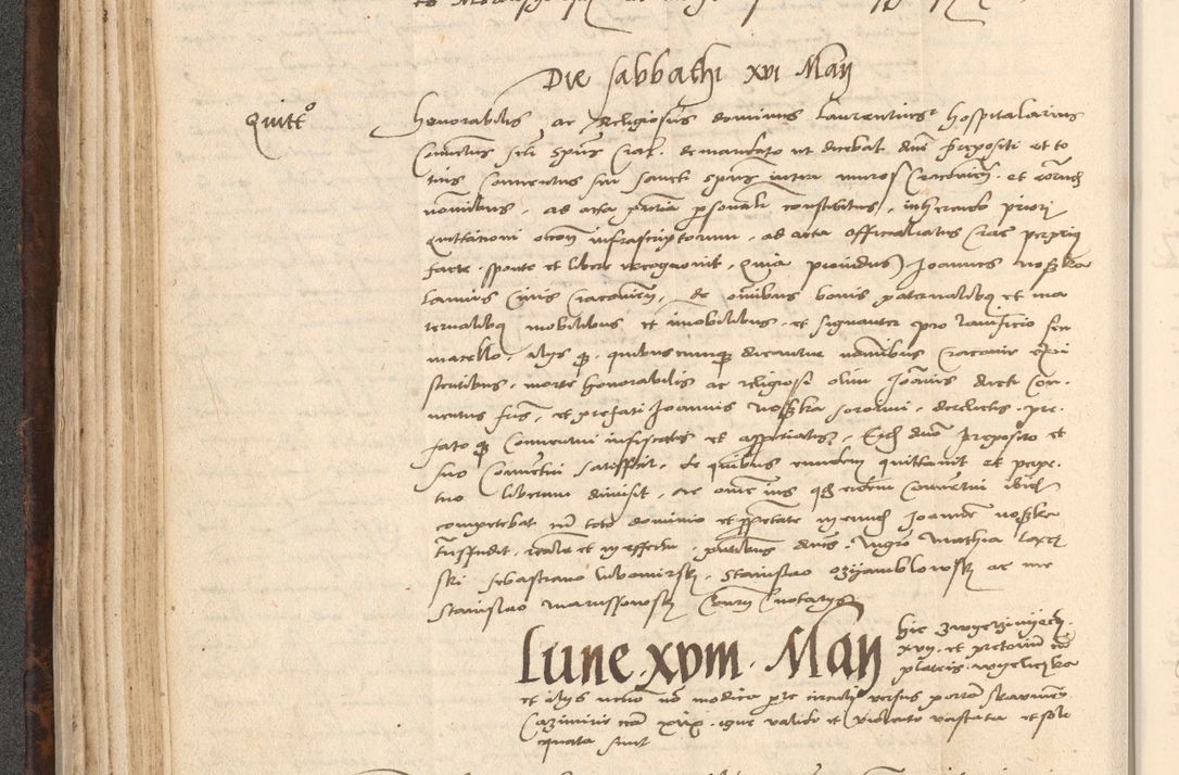 Zdjęcie nr 146 dla obiektu archiwalnego: INRI. Acta actorum, obligacionum et sentenciarum tam interlocutoriarum quam diffinitivarum coram reverendo patre ac egregio viro domino Jacobo Erciss[o]wski decretorum doctorem, canonico et officiali generali Cracoviensi ad annum Domini 1528, indicionem primam, pontificatus sanctissimi in Christo patris et domini domini Clementis divina probidendcia pape seprtimi, annum quintum, per Stanislaum de Mordi legalem consistorii notarium omine felici inchoantur