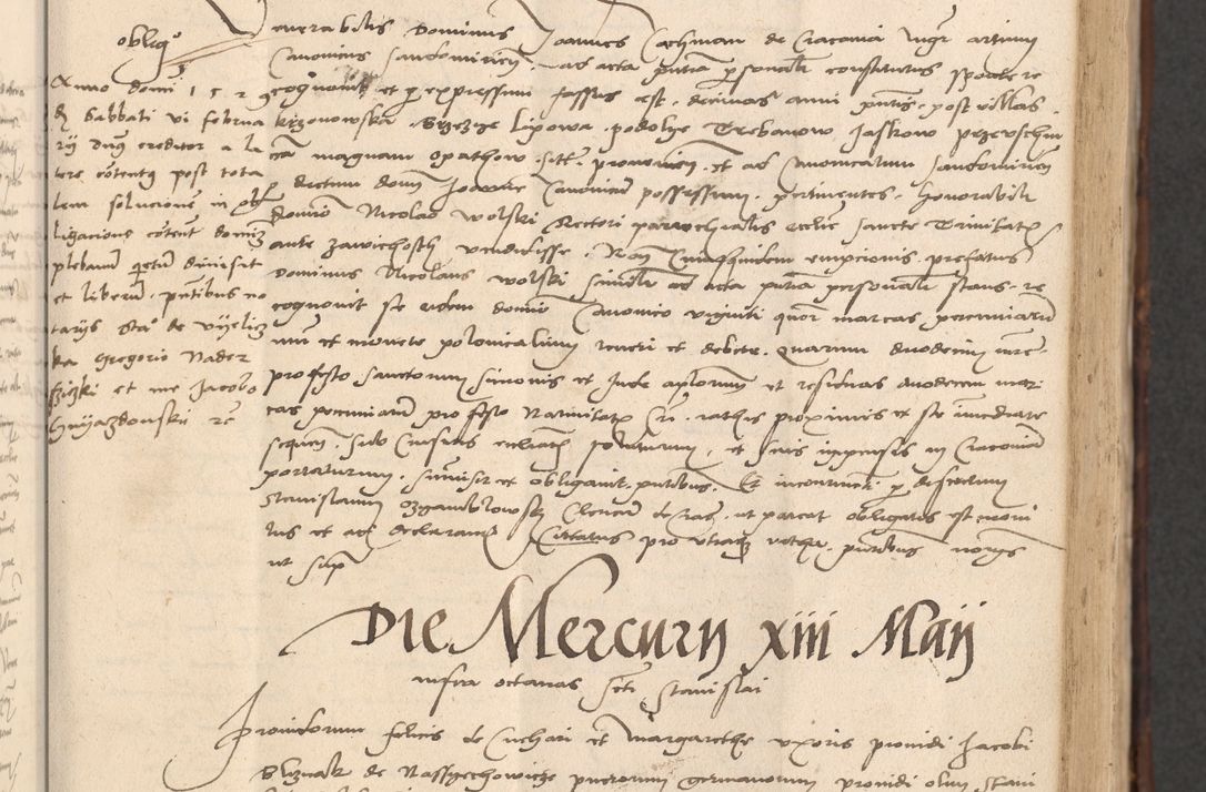 Zdjęcie nr 137 dla obiektu archiwalnego: INRI. Acta actorum, obligacionum et sentenciarum tam interlocutoriarum quam diffinitivarum coram reverendo patre ac egregio viro domino Jacobo Erciss[o]wski decretorum doctorem, canonico et officiali generali Cracoviensi ad annum Domini 1528, indicionem primam, pontificatus sanctissimi in Christo patris et domini domini Clementis divina probidendcia pape seprtimi, annum quintum, per Stanislaum de Mordi legalem consistorii notarium omine felici inchoantur